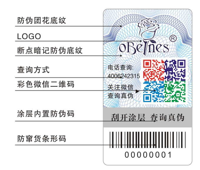 天萃诗化妆品防伪标签